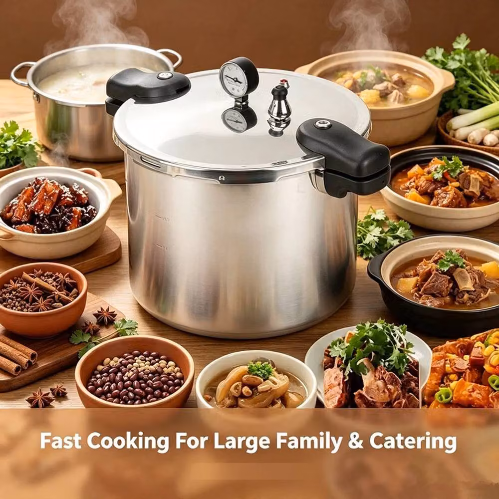 NESTLUNE 22L Pressure Canner Large Capacity Cooker with Gauge in Silver – 3