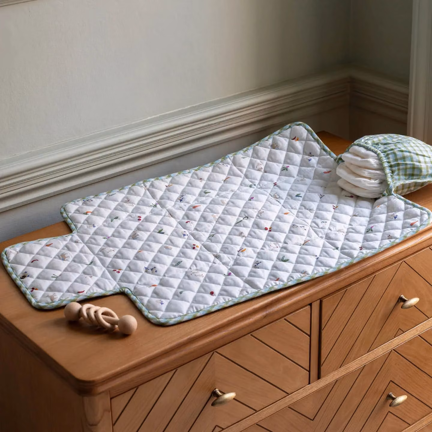 Avery Row Cotton Foldable Travel Baby Changing Mat in Green – 1