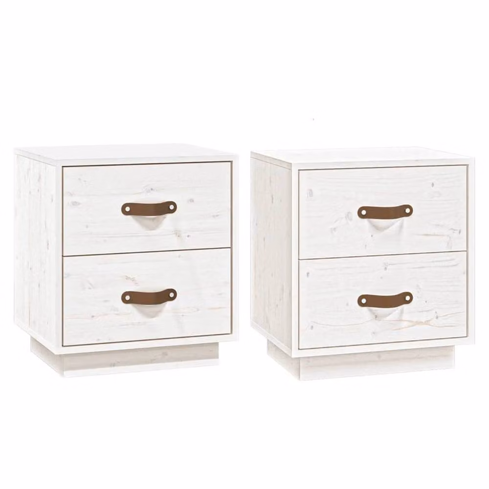 Berkfield Home Beautiful Bedside Cabinets, Set of 2, White Solid Pine Wood, W/D/H: 40 x 34 x 45 cm – 3