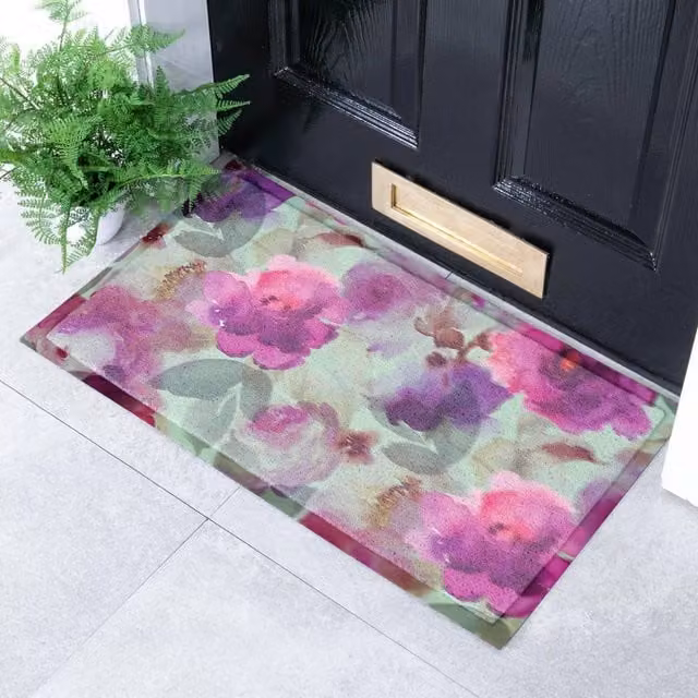 Artsy Mats Faded Floral Indoor Outdoor Doormat, Multicolour, W: 70 cm, D: 40 cm – 1