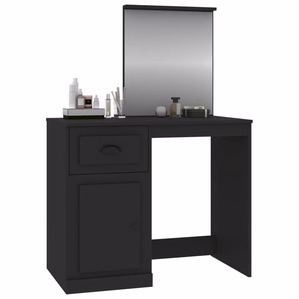 Berkfield Home Modern Black Dressing Table with Mirror, W/D/H: 90 x 50 x 132.5 cm – 3