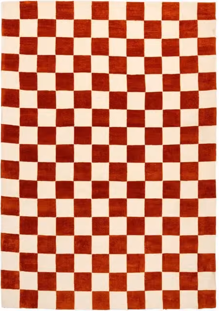 Kukoon Red Retro Checkerboard Hand Tufted Living Area Rug W/D/H: 120 x 170 cm
