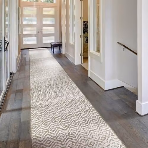runrug Reversible Indoor/Outdoor Hallway Runner Rug in White and Beige, W/D/H: 60 x 150 x 0.2 cm