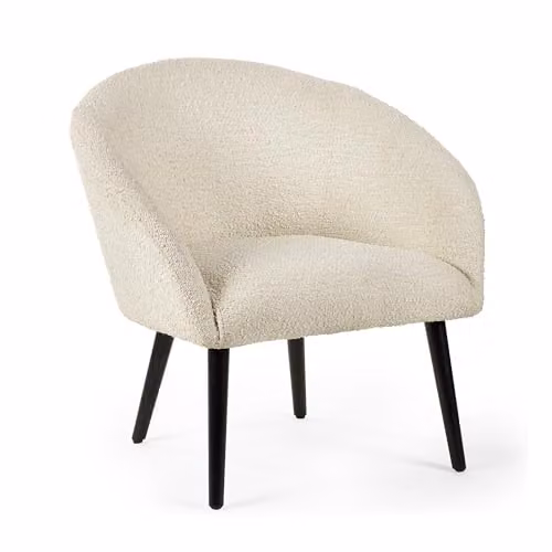 Julian Bowen Amari Accent Chair in White Bouclé Fabric, H 76.5 x W 71 x D 78 cm