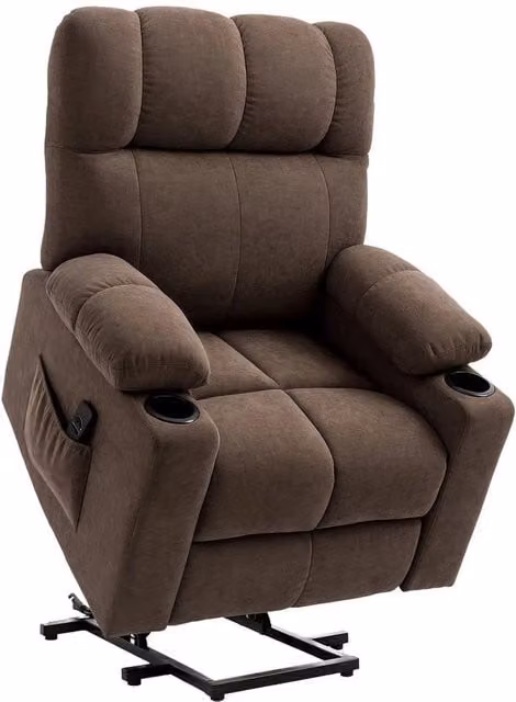 FORGEVIO Heavy Duty Powered Riser Recliner Chair Lift for Seniors in Brown Fabric