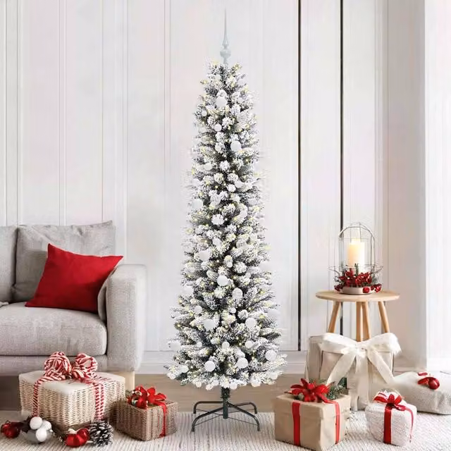 Berkfield Home Artificial Christmas Tree with 300 LEDs, Green and White, Height: 180 cm
