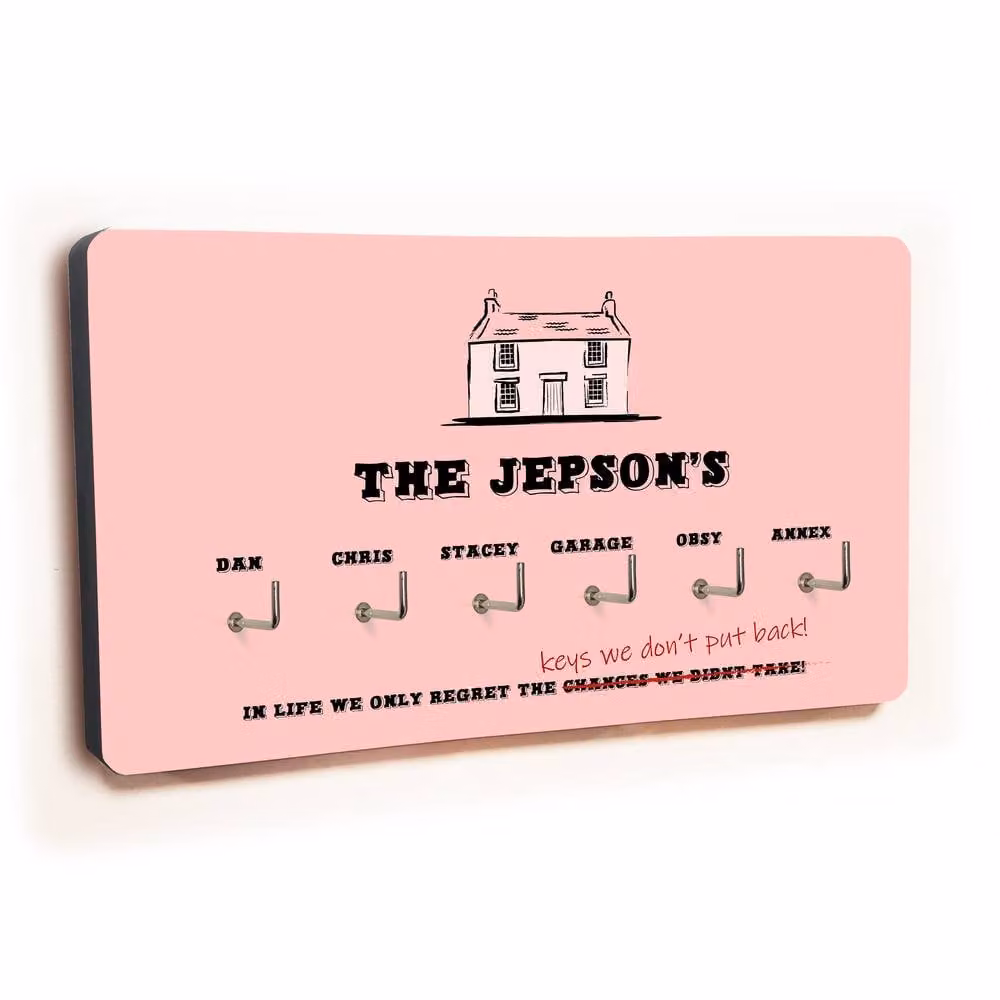 Uniqueful Personalised Pink Novelty House Key Holder with 6 Hooks, Width: 100 cm