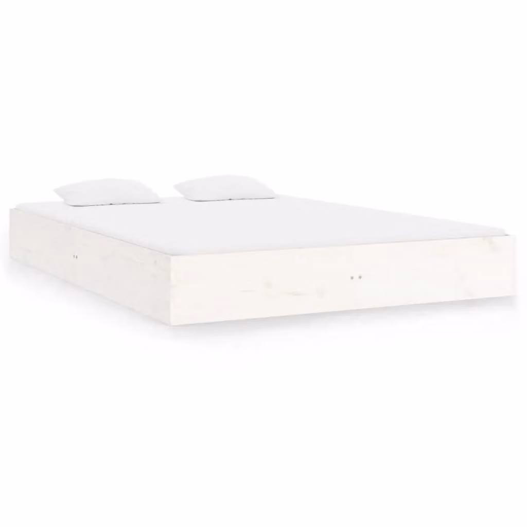 Berkfield Home White Solid Pine Wood Bed Frame W/D/H: 150 x 200 cm – 2
