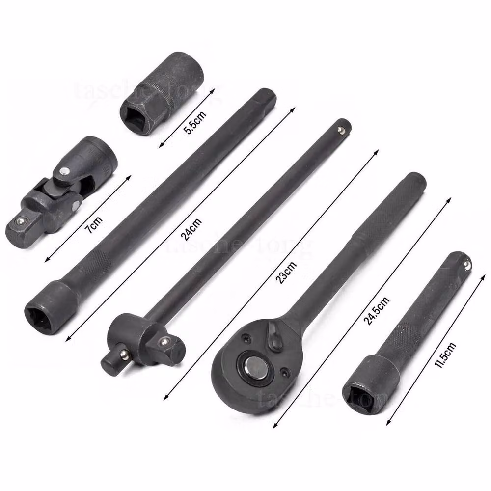SPETLEK Heavy Duty 1/2 inch Ratchet Wrench Socket Set in Black Chrome Vanadium Steel – 2