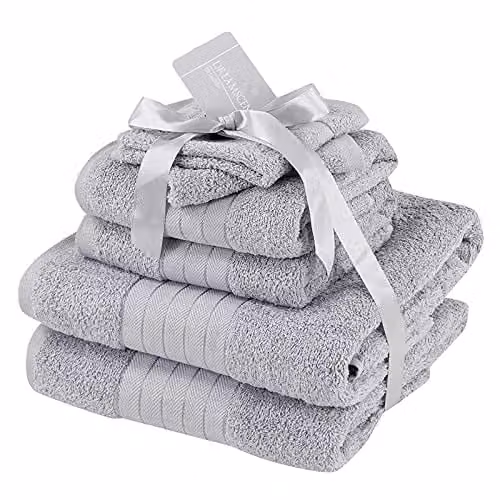 OHS 2 Pack of 100% Cotton Terry Bath Sheets in Silver, W/H: 90 x 150 cm – 1