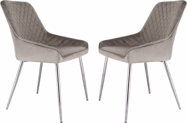 Home Garden Direct Hamilton Dining Chairs Set of 2 in Grey Velvet