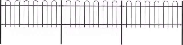 Berkfield Home Garden Hoop Top Steel Fence, Black, W: 5.1 m, H: 0.8 m