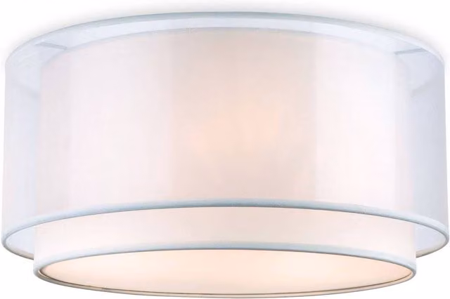 Firstlight Chicago 3 Light Flush Ceiling Light in White with Glass and Fabric Details, E27