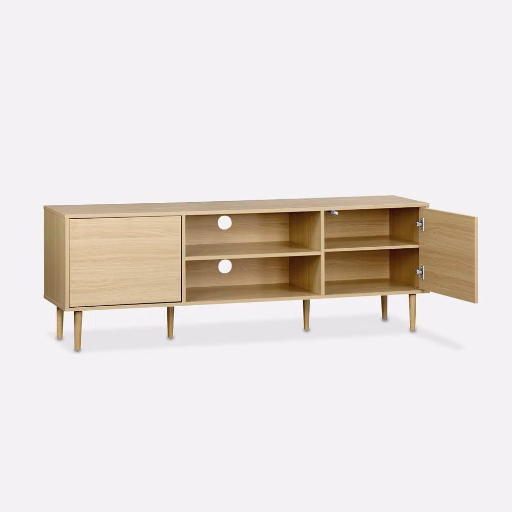 Sweek Modern Wooden Effect TV Unit with 2 Doors in Light Brown, 160 cm – 2