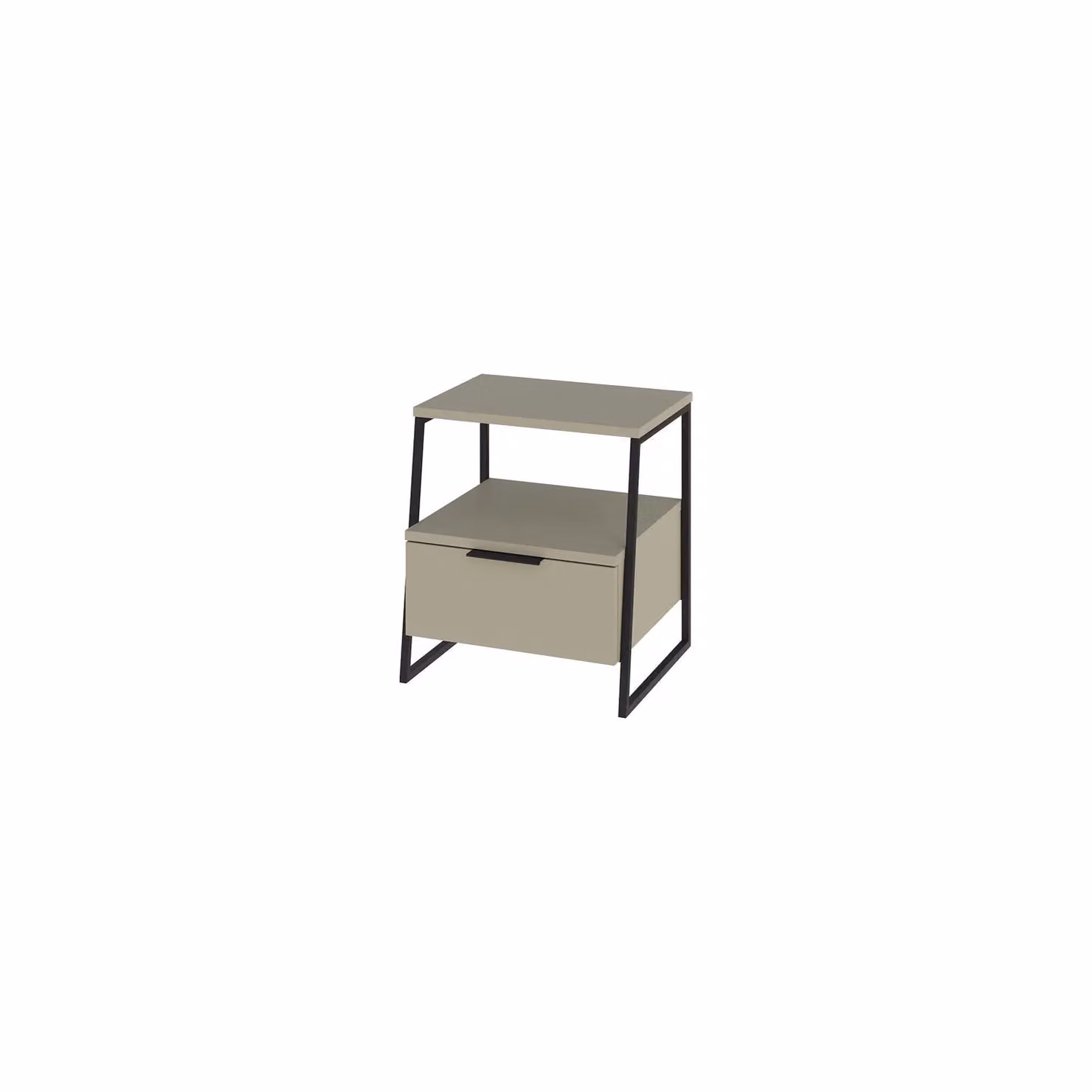 FWStyle Ash Green Bedside Chest with One Drawer and Open Shelf Design – 2