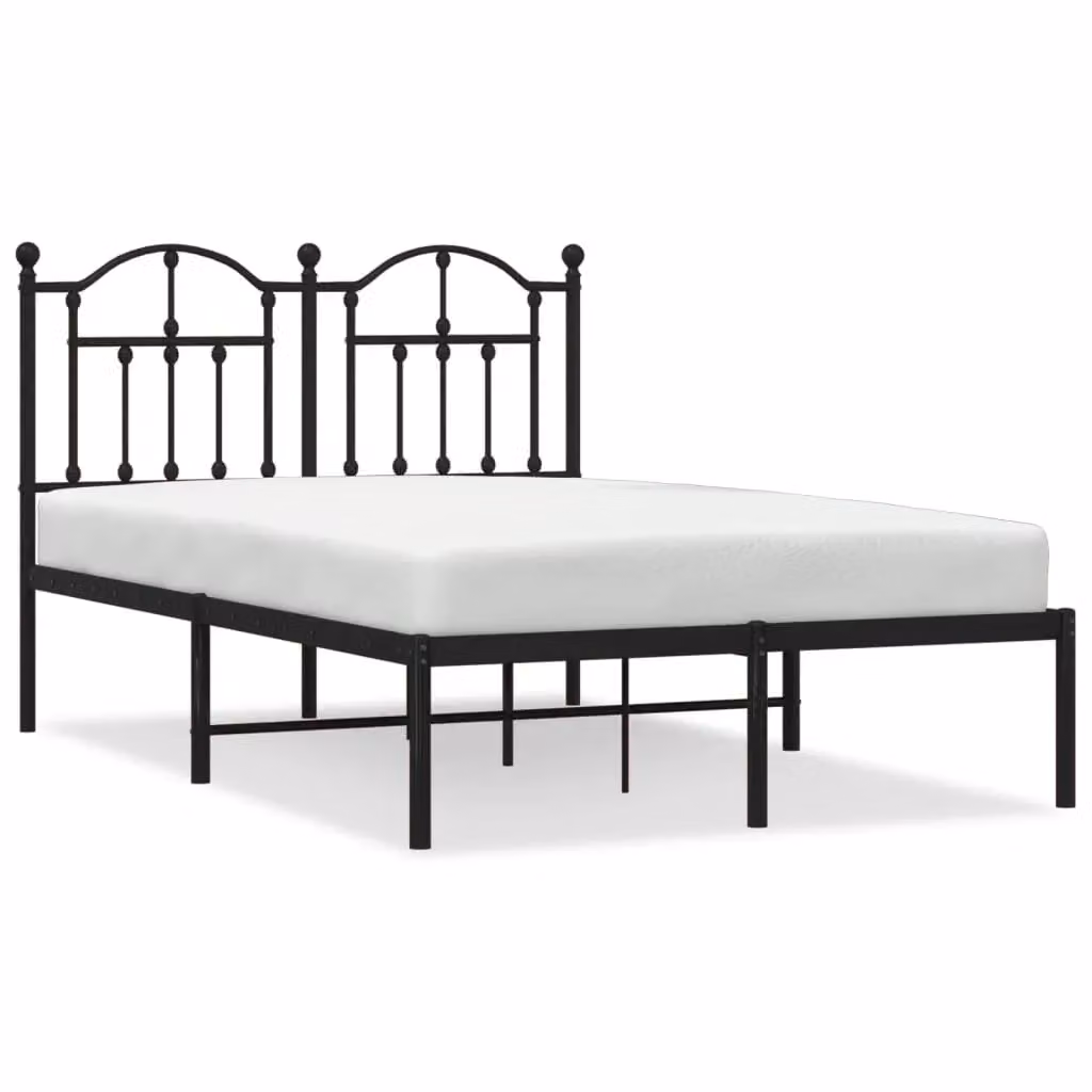 Berkfield Home Metal Bed Frame with Headboard in Black, W/D/H: 120 x 190 cm – 2