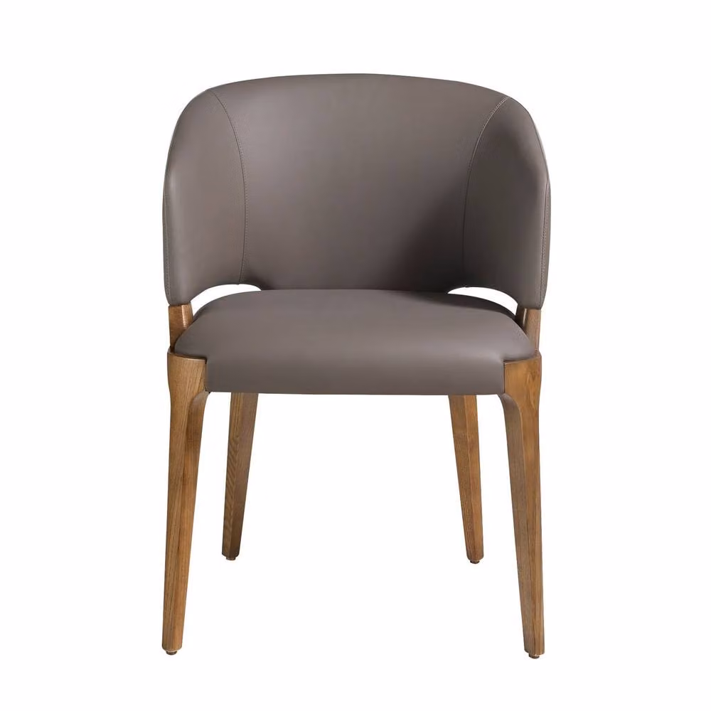 Angel Cerda Dark Mink Leatherette Dining Chair with Armrests in Grey – 2