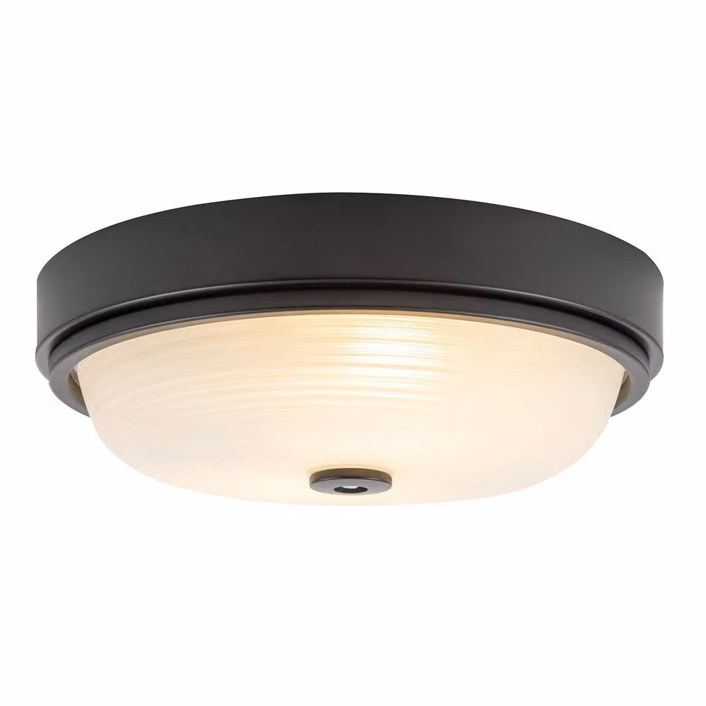 Happy Homewares Black IP44 Round Glass Ceiling Light Fitting with Motion, Timer and Dusk Sensors – 2