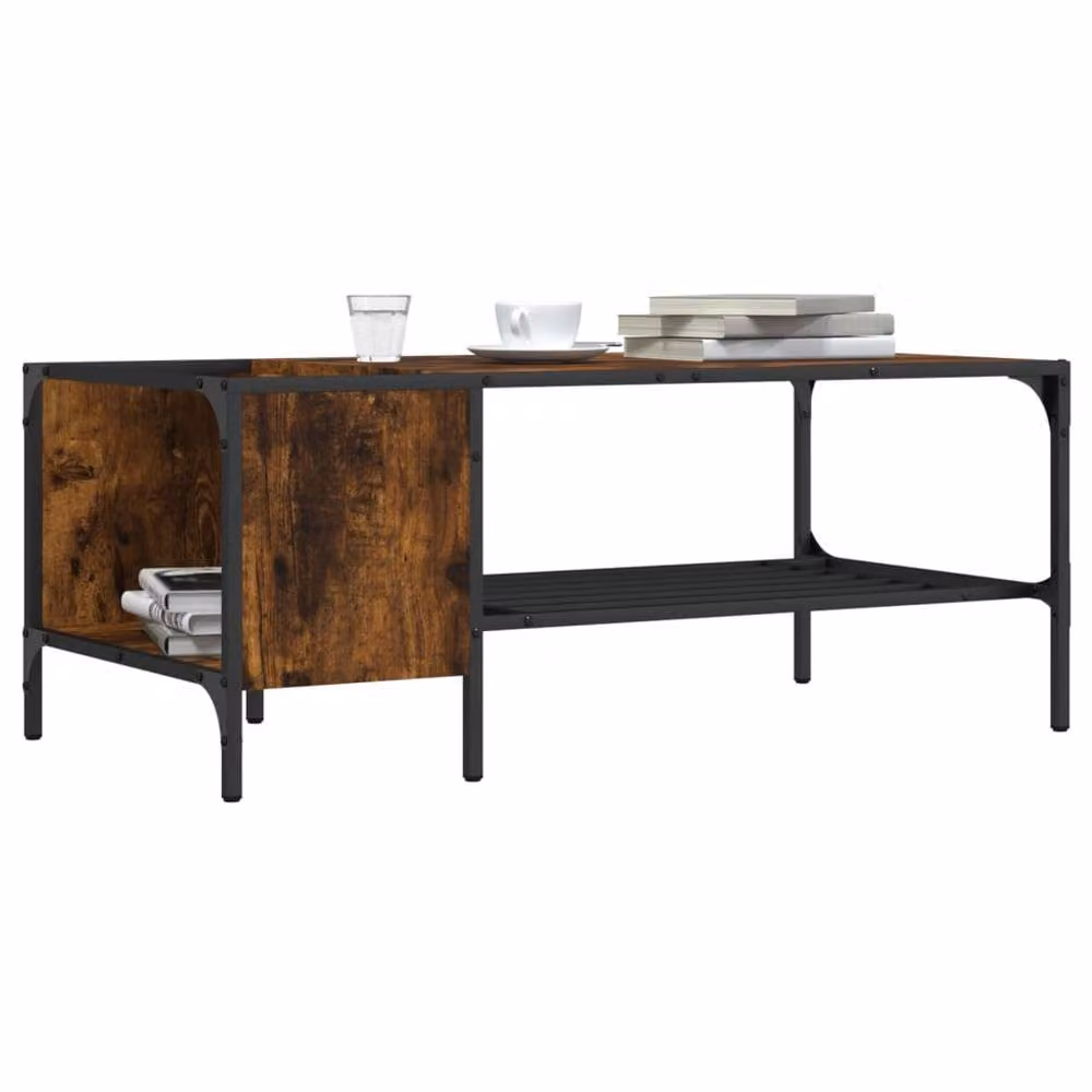 Berkfield Home Smoked Oak Coffee Table with Rack, Brown, W: 100 cm, D: 51 cm, H: 40 cm – 2