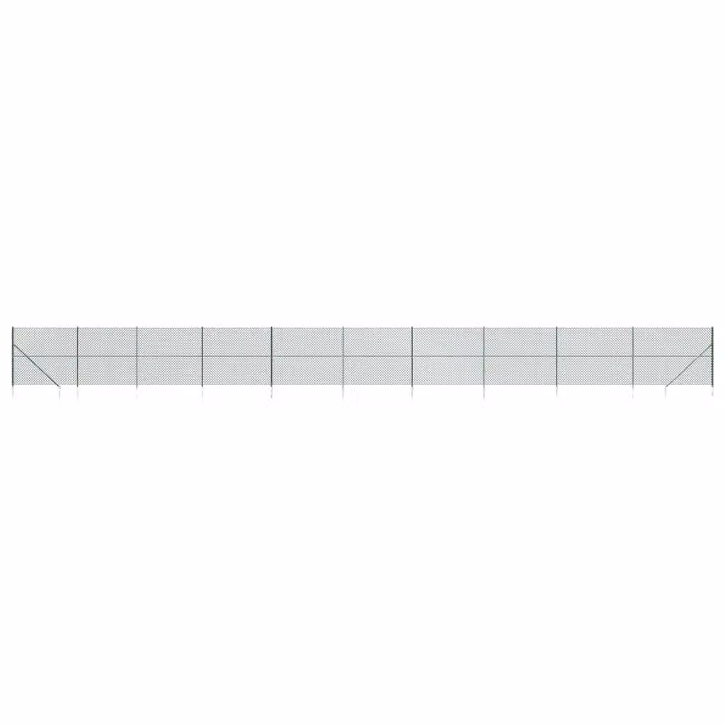 Berkfield Home Green PVC-Coated Steel Chain Link Fence with Spike Anchors, H: 1.6 m x W: 25 m – 2