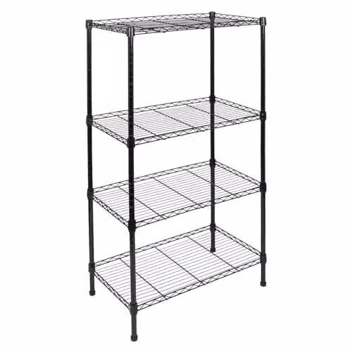 Harbour Housewares 4-Tier Black Metal Wire Shelving Unit with Adjustable Shelves, W/D/H: 122 x 60 x 35 cm