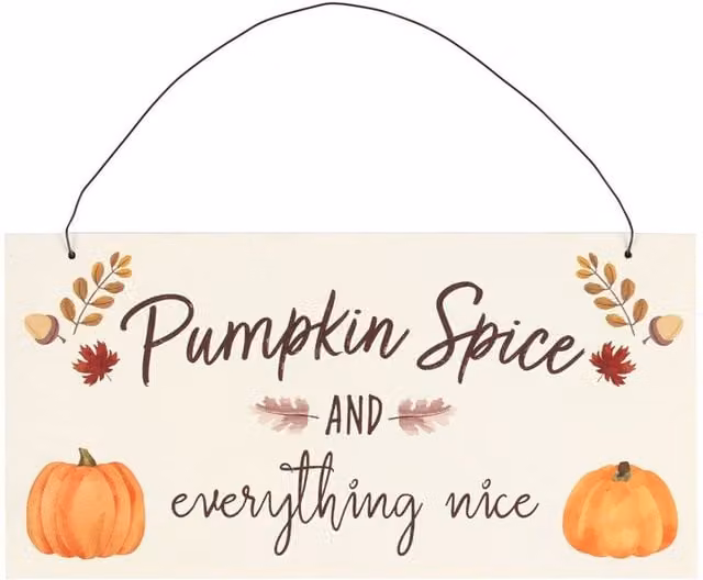Kingsbury Gifts Small Pumpkin Spice Autumn Hanging Wall Plaque, Multicolour