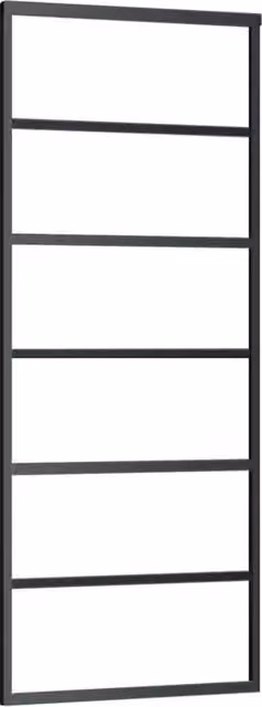 Berkfield Home Industrial Sliding Door with Hardware Set, Black Aluminium and Transparent ESG Glass, W: 76 cm, H: 205 cm