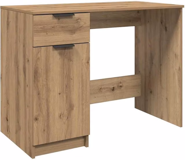Berkfield Home Artisan Oak Computer Desk in Brown, W/D/H: 100 x 50 x 75 cm – 1