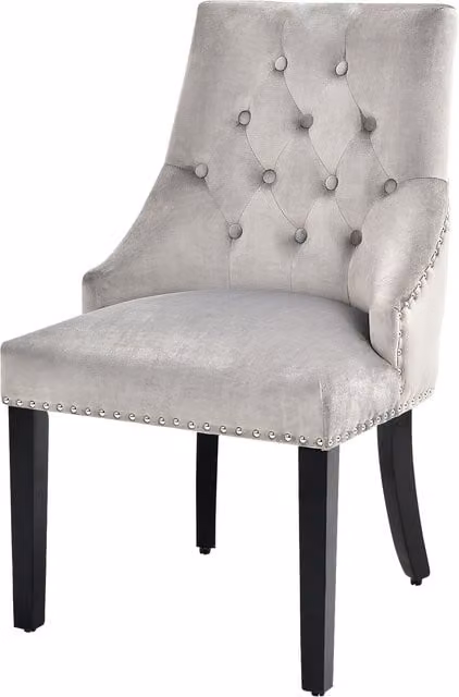 Costway Modern Grey Velvet Button-Tufted Dining Chair with Armrests and Metal Legs