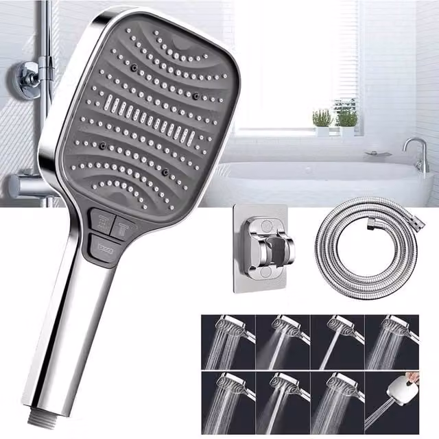 SPETLEK Shower Head and Hose in Silver