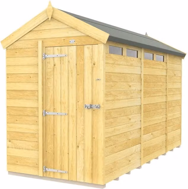 Buttercup Farm Apex Security Shed with Single Door in Brown, W147 x D329 x H217 cm – 1