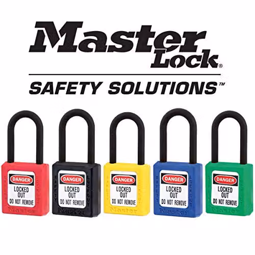 Master Lock Red Dielectric Zenex Thermoplastic Safety Padlock with 38mm Nylon Shackle, Keyed Different – 4