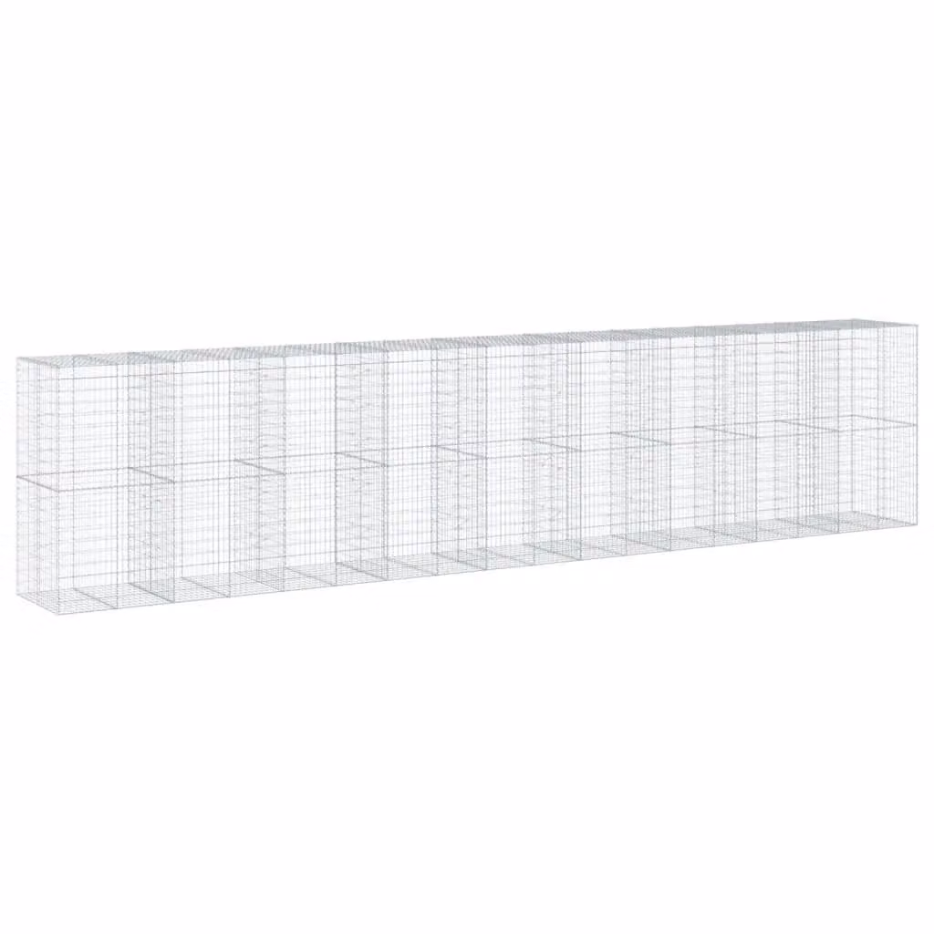 Berkfield Home Silver Galvanised Steel Gabion Basket with Cover, W/D/H: 900 x 100 x 200 cm – 2