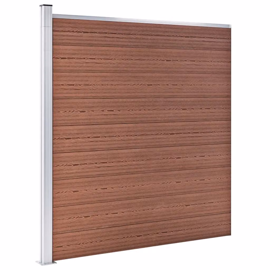 Berkfield Home Brown WPC and Aluminium Garden Fence Board, W: 1391 cm, H: 186 cm – 2