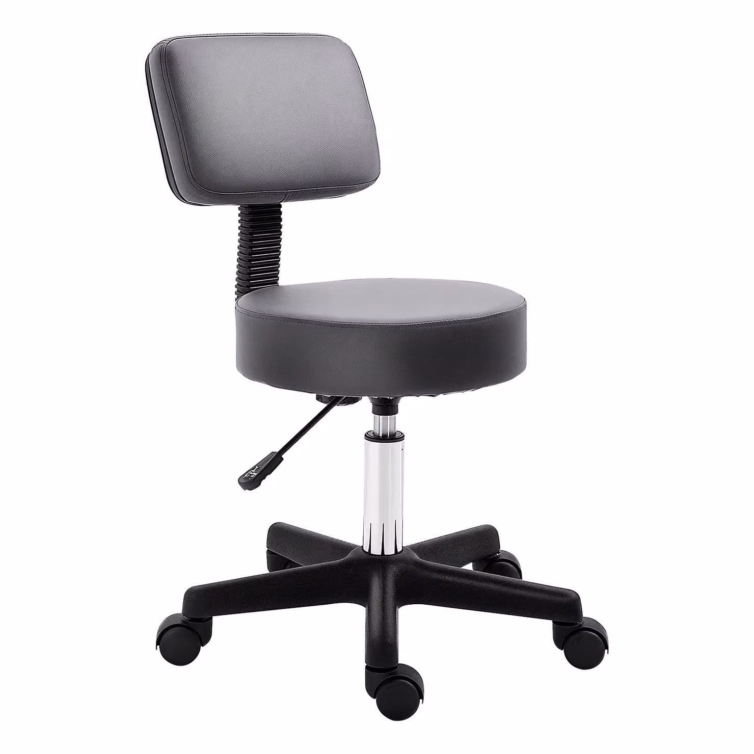 HOMCOM Grey Adjustable Swivel Salon Chair with Padded Synthetic Leather Seat and Castors – 2