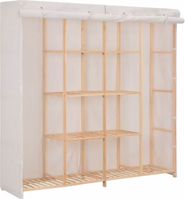 Berkfield Home White Fabric Wardrobe with Roll Shutter Doors W/D/H: 173 x 40 x 170 cm