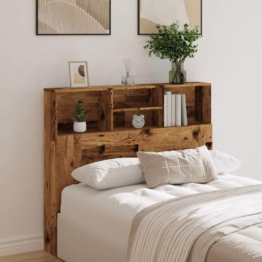 Berkfield Home Headboard Cabinet in Old Wood Brown, W/D/H: 120 x 19 x 103.5 cm – 3