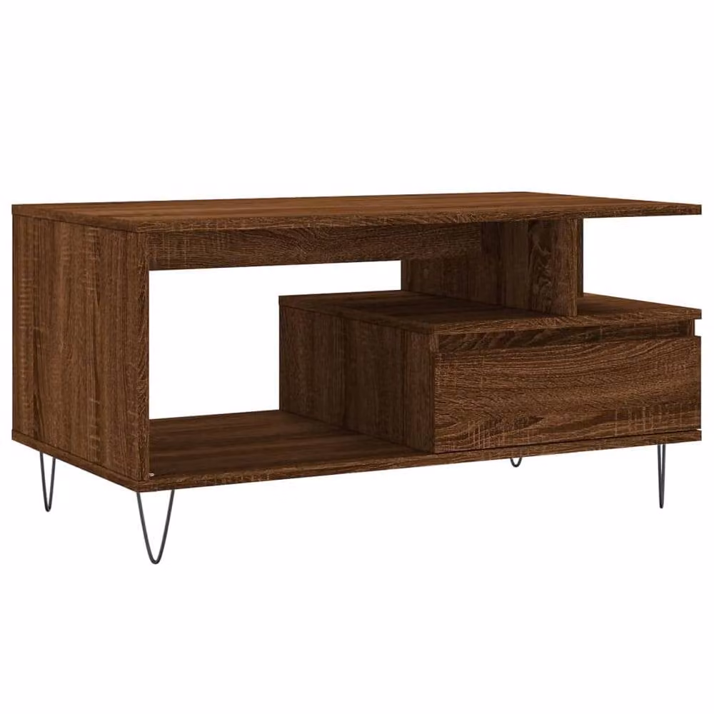 Berkfield Home Modern Coffee Table in Brown Oak, W/D/H: 90 x 49 x 45 cm – 2