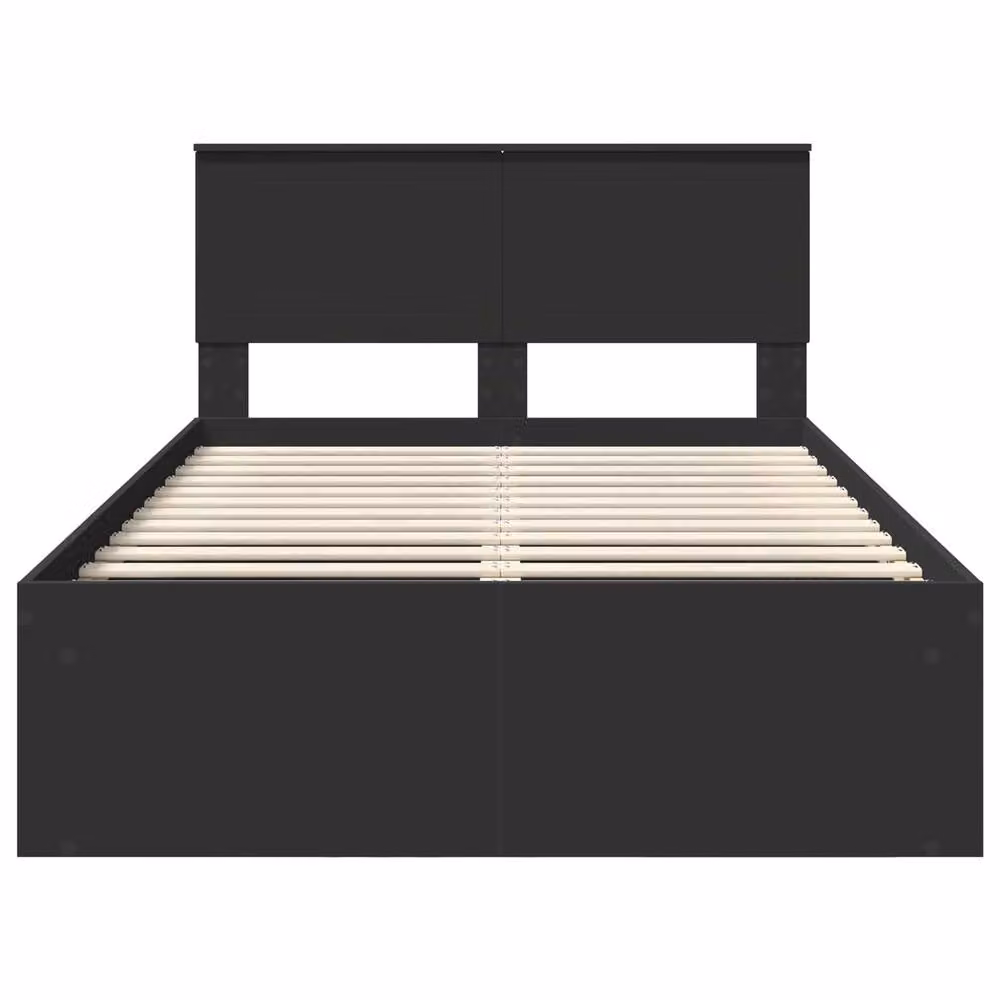 Berkfield Home Modern Bed Frame with Headboard in Black Solid Pine Wood, W/D/H: 120 x 200 cm – 3
