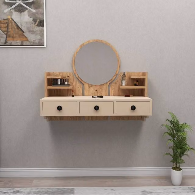 Destina Home Cosmo Makeup Vanity Table with Mirror in Beige, W/D/H: 90 x 35 x 75 cm – 2