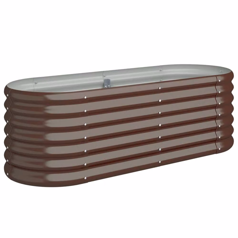 Berkfield Home Garden Raised Bed in Brown Powder-coated Steel, W/D/H: 114 x 40 x 36 cm – 3