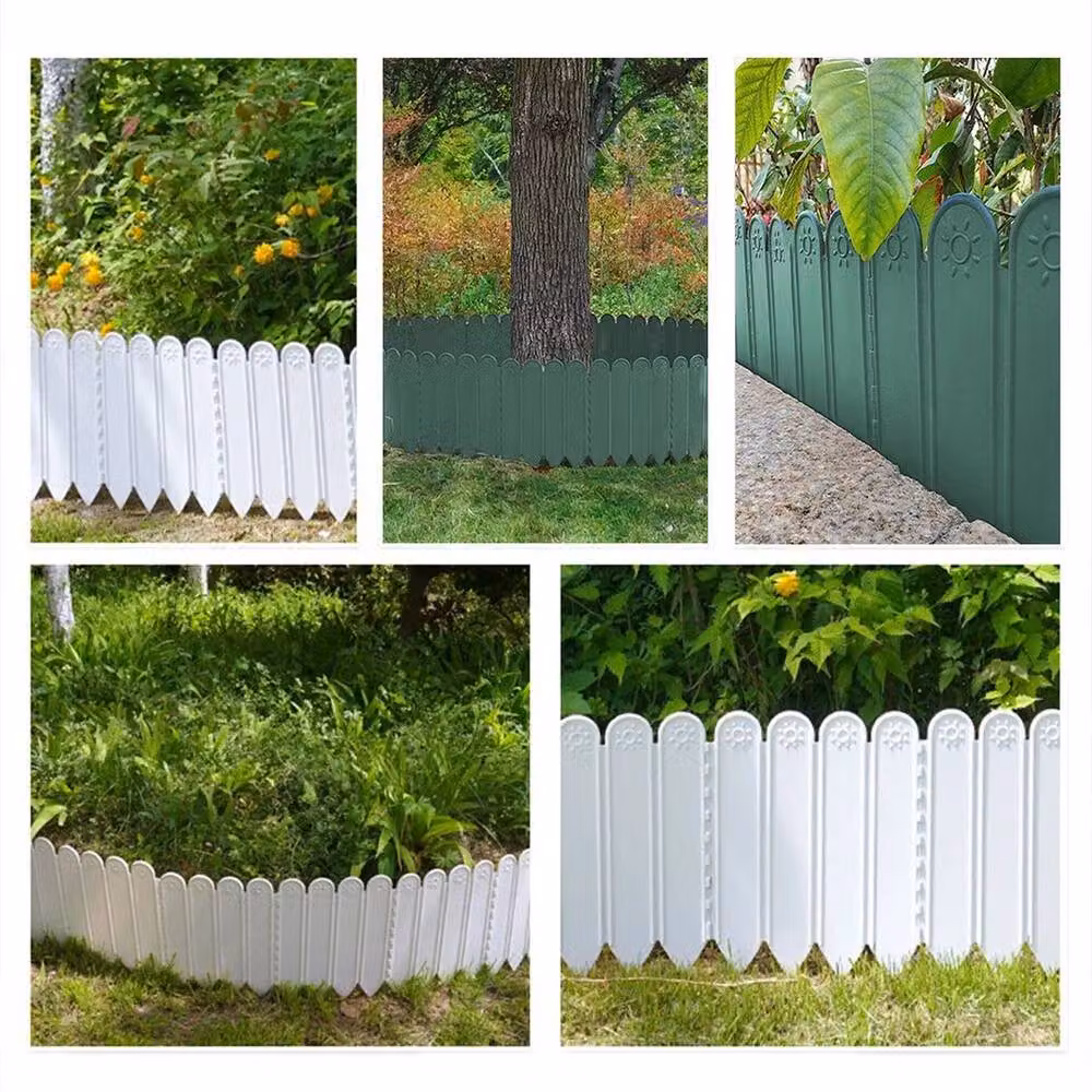 FLAVORA White Plastic Garden Wall Border Edging Picket, 10 Pieces – 4
