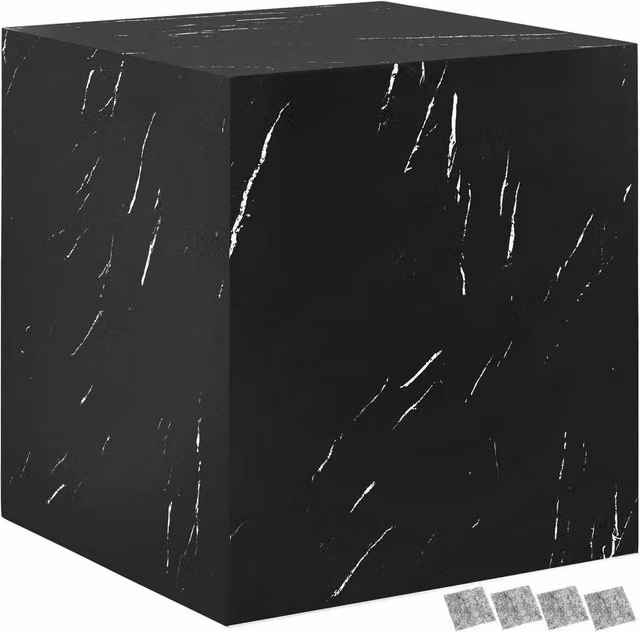 tectake Lasley Coffee Table in Black Marble Look, W/D/H: 45 x 45 x 50 cm