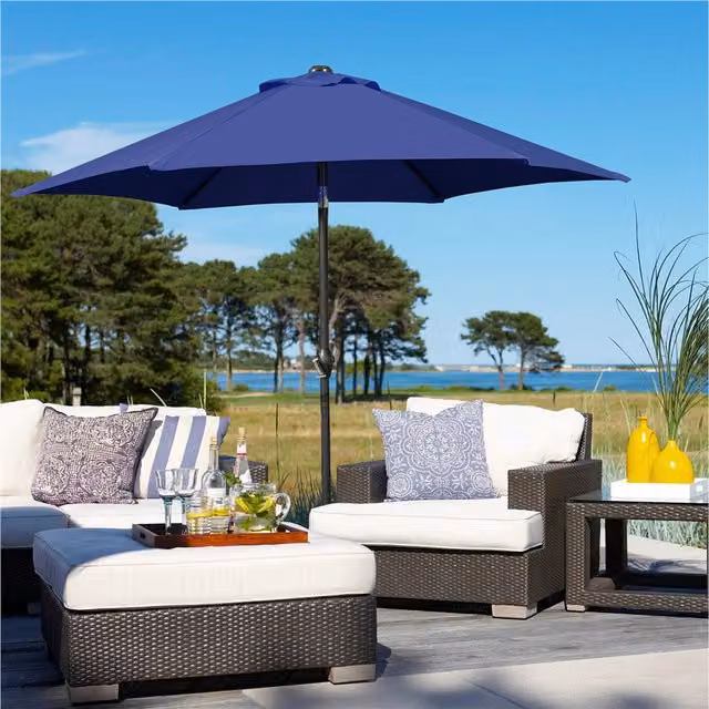 Yaheetech Blue 2.3m Patio Umbrella with 6 Ribs and Polyester Canopy