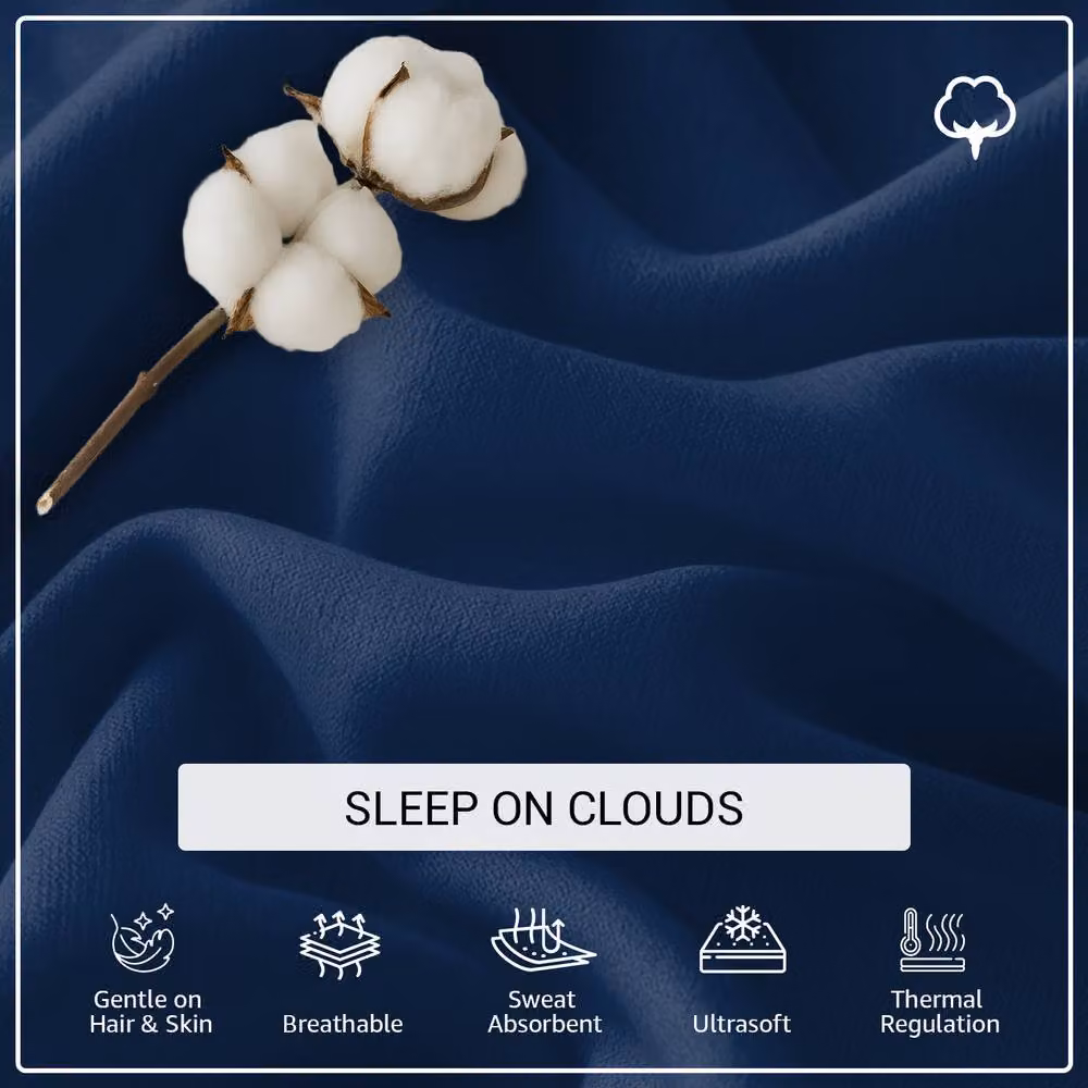 Pamposh 400 Thread Count Egyptian Cotton Single Fitted Sheet in Blue, W/D/H: 90 x 190 x 35 cm – 5