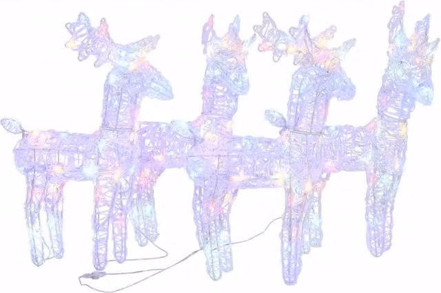Berkfield Home Christmas Reindeers Multicolour 160 LED Acrylic Decorations, 4 Pieces