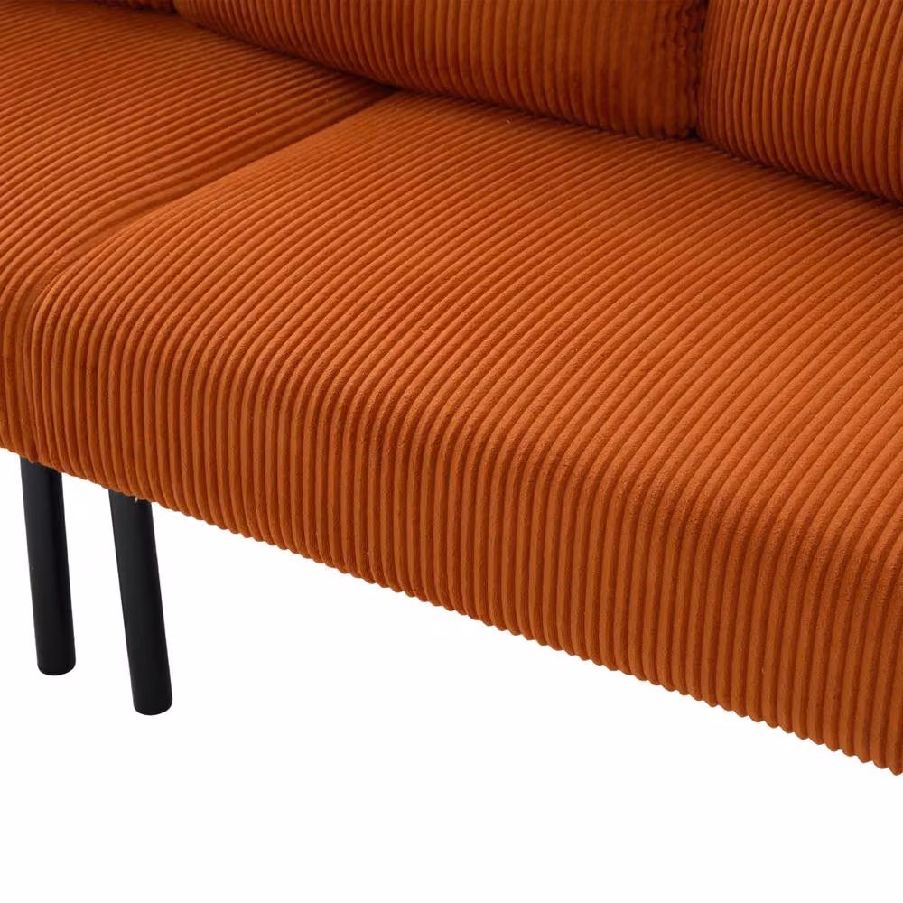 HomeTouch Modern 3 Seater Upholstered Sofa in Orange with Side Pockets and Armrests, W/D/H: 171 x 80 x 57 cm – 7