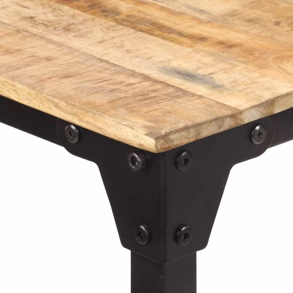 Berkfield Home Rectangular Dining Table in Brown Rough Mango Wood, W/D/H: 160 x 80 x 76 cm – 2