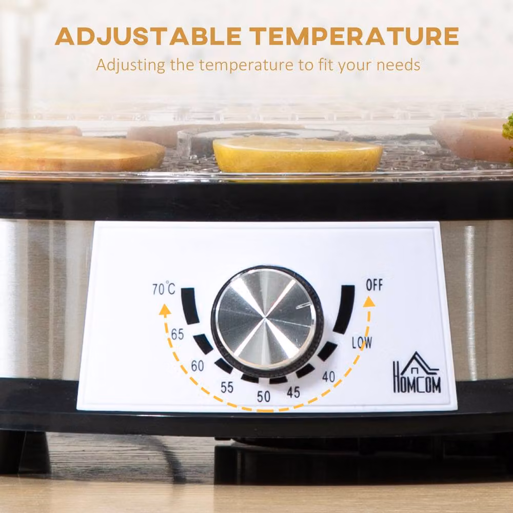 STILVORA Food Dehydrator with Five Stainless Steel Stacking Trays in Silver – 5