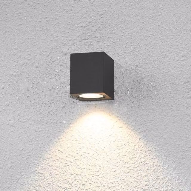 Netlighting Genta Square Outdoor Wall Down Lamp in Black, IP54 Rated Metal Design